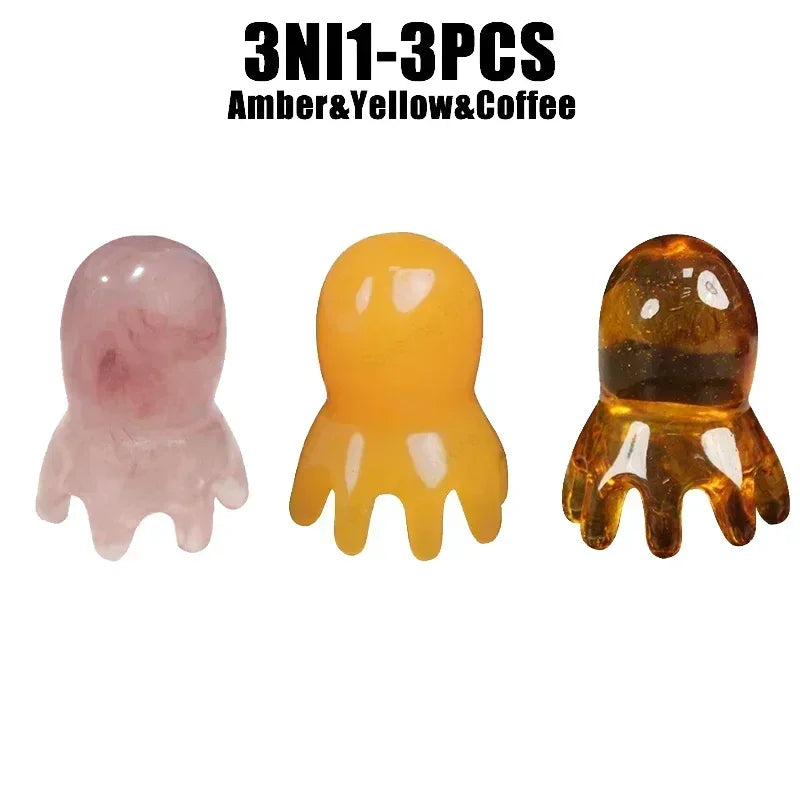 Ergonomic Octopus Head Resin Gua Sha Massager Portable Face Body Scalp Pressure Point Tool Spa Quality Home Travel Use