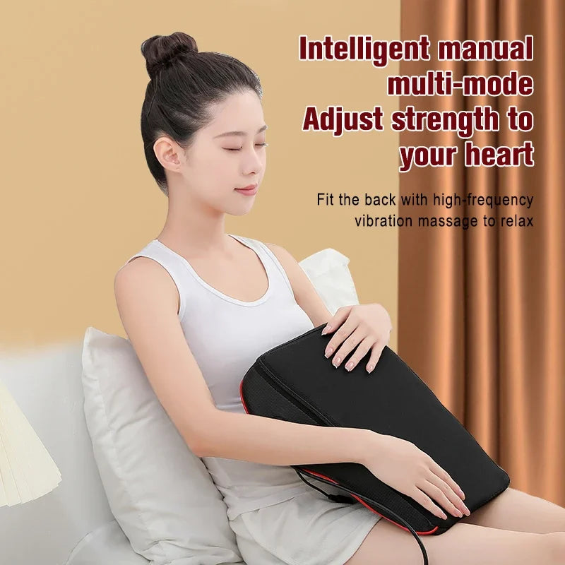 Electric Shiatsu Head Neck Cervical Ttraction Body Massager Car Back Pillow with Heating Vibrating Massage Device