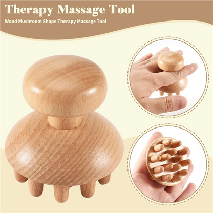 AA20-Wood Mushroom Shape Therapy Massage Tool Massager Anti Cellulite Fascia Massage Roller For Full Body Muscle Pain Relief
