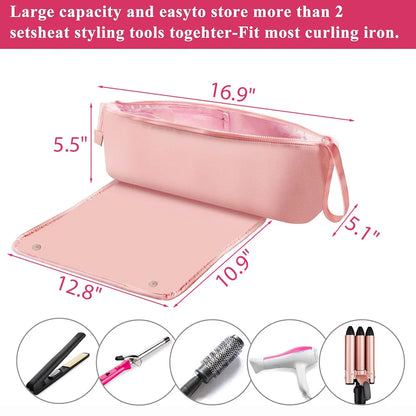 2-in-1 Hair Tools Travel Bag for Flat Irons, Straighteners, Curling Iron, and Haircare Accessories, with Interior Pockets