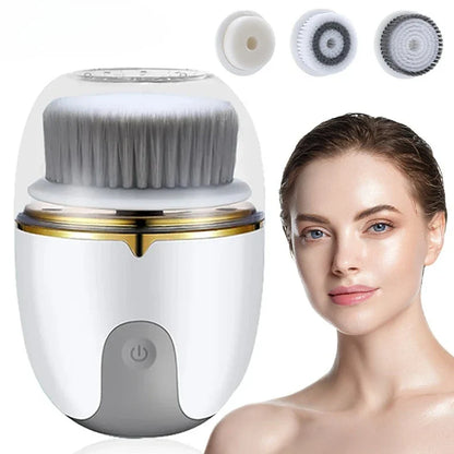 3 in 1 Waterproof Facial Cleansing Brush Device Silicone Deep Cleansing Face Scrubber Exfoliator Cleaner Vibration Massager