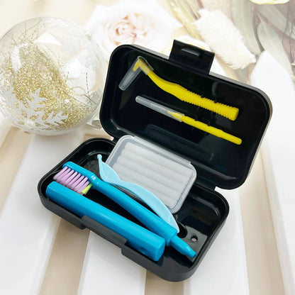 1 Box Dental Cleaning Care Kits Portable Travel Oral Teeth Cleaning Set Detachable Toothbrush Interdental Brush Storage Case