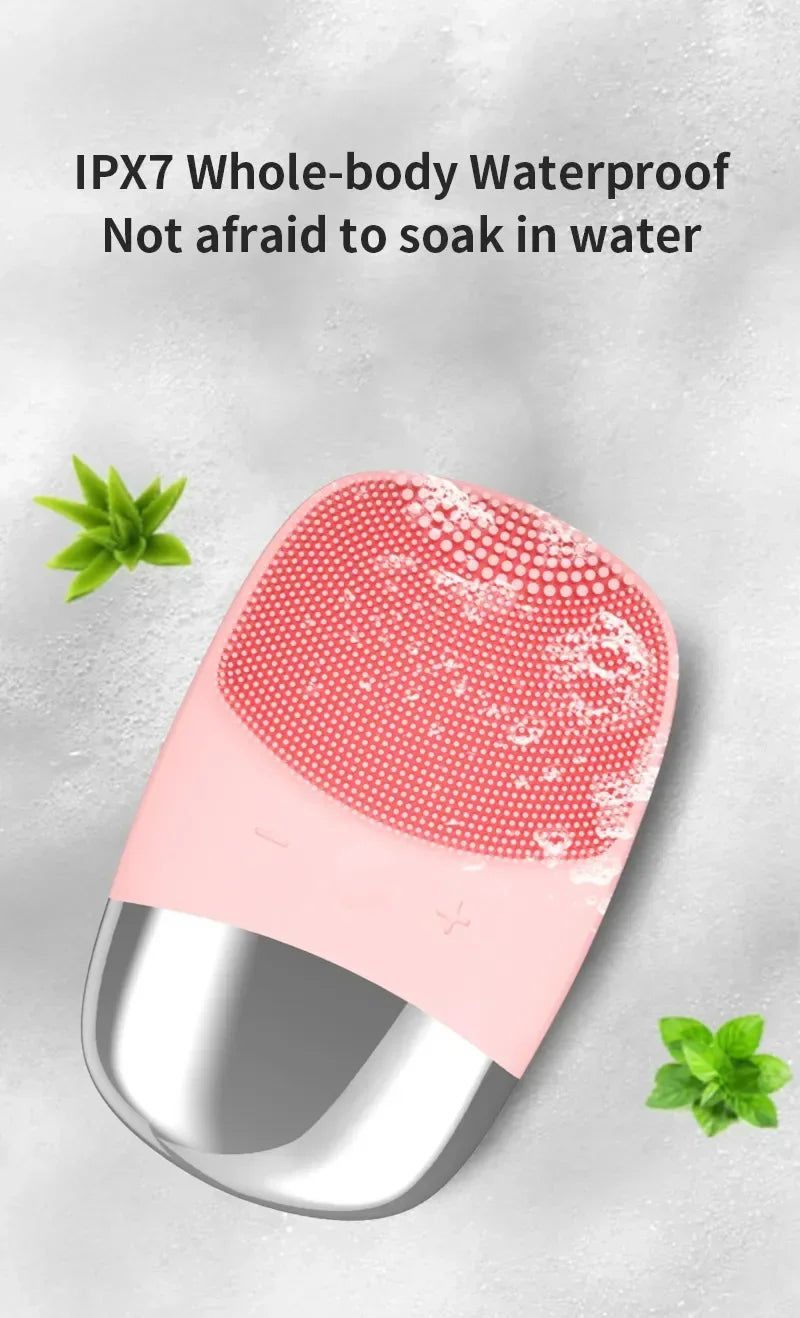 Electric Facial Cleansing Brush silicone IPX7 face massager facial cleanser sonic vibration cleaner deep hole face brush machine