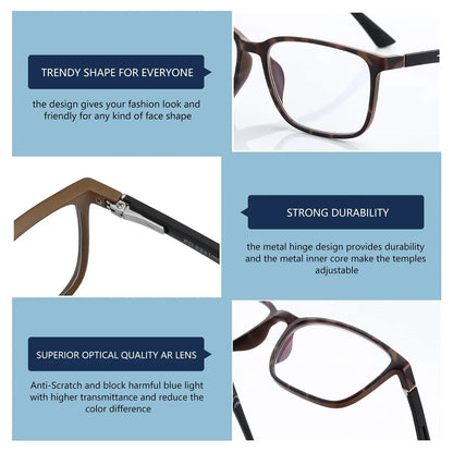 BLUEMOKY Anti Blue Light Reading Glasses For Men Women，Sport Square Frame Readers Anti Glare Computer Eyewear