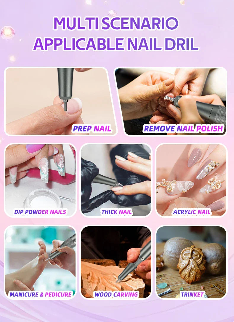 DianaBeauty 45000RPM Rechargeable Nail Drill Machine Desktop Polishing Machine Electric Nail File 1800mAh Battery Nail Tools