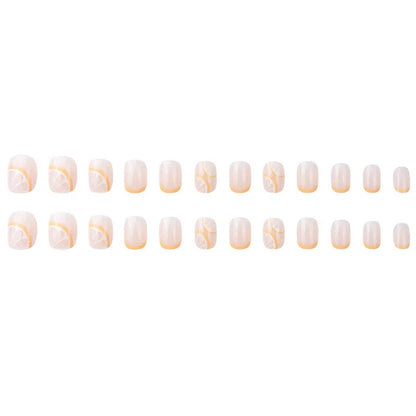 24Pcs/Set Short Fake Nails French Contracted Artistic Line Nail Arts Manicure False Nails With Design For Nails Extension