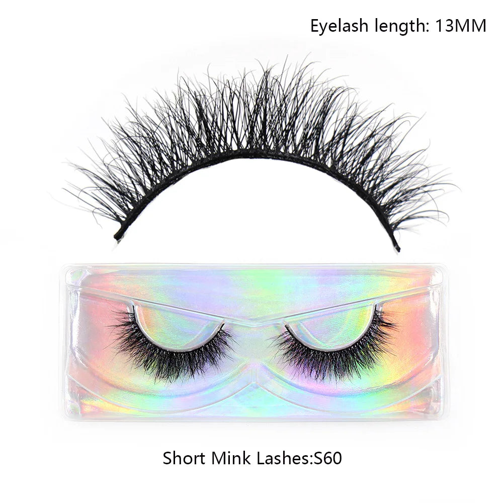LEHUAMAO Makeup Mink Lashes 3D Short Mink Eyelashes Natural False Eyelashes Fluffy Mink Lashes Extension 12mm-15mm Eyelashes