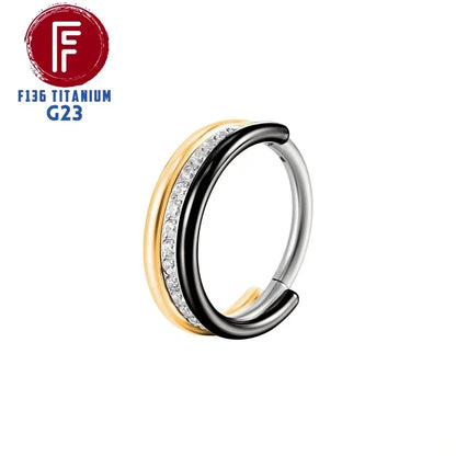 G23 Titanium Daith Cartilage Earrings 16G Helix Nose Septum Piercing Conch Hinged Clicker Body Jewelry Ear Ring Zircon Wholesale