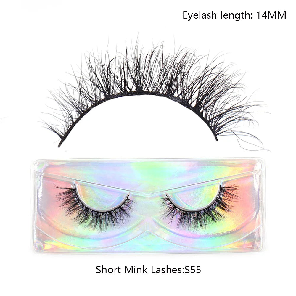 LEHUAMAO Makeup Mink Lashes 3D Short Mink Eyelashes Natural False Eyelashes Fluffy Mink Lashes Extension 12mm-15mm Eyelashes