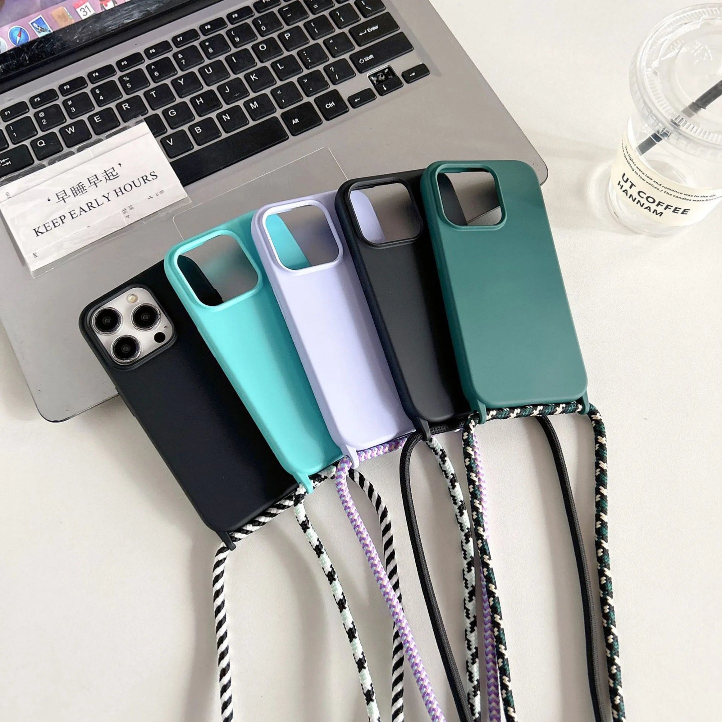 Necklace Strap Cord Crossbody Lanyard Liquid Silicone Case For iPhone 16 Pro 15 14 13 Pro max 12 12mini 7 8 plus