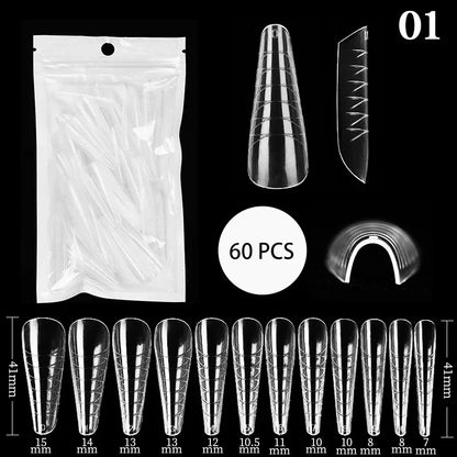 60Pcs Dual Nail Forms Extension Tips Mold Quick Buliding False Nails Short Almond Acrylic Upper Forms Diy Art Manicure Tool