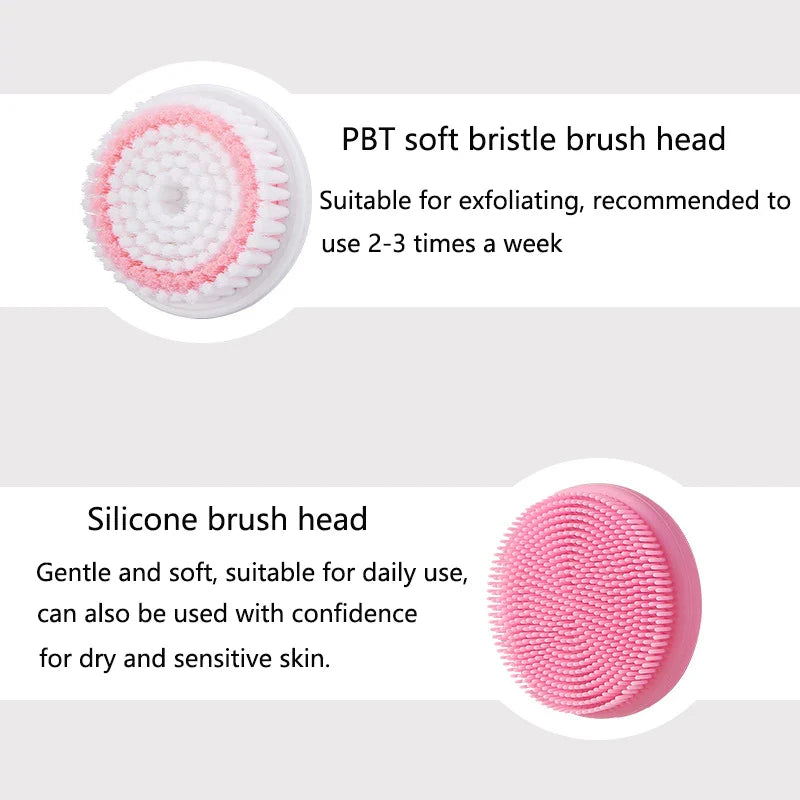 Double Headed Electric Facial Cleaning Brush for Pore Cleaning and Exfoliation IPX5 Waterproof 360 ° Rotation Face Clean Brush