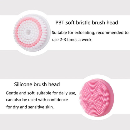 Double Headed Electric Facial Cleaning Brush for Pore Cleaning and Exfoliation IPX5 Waterproof 360 ° Rotation Face Clean Brush