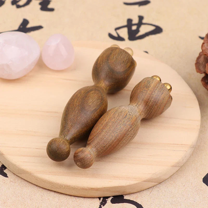 Lotus Seedpod Shape Massager Facial Physiotherapy Tool Green Sandalwood Face Massage Tools Gua Sha Face Skin Care Massage Sticks