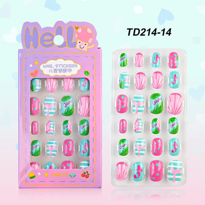 12pcs Kids 3D Stereo Sanrio Fake Nails Patch Sweet Girls Cute Cartoon Hello Kitty press on nails Kuromi Child Wearable FalseNail