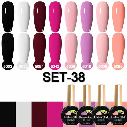 Rainbow Ghini 15ML 8Pcs/Set Nude Glitter Gel Nail Polish HEMA TPO FREE Colorful Nail UV LED Hybrid Gel Varnish All For Manicure