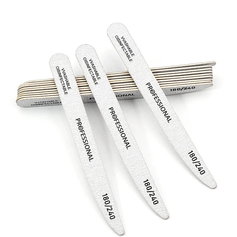 Wooden Nail Files Professional10pcs/Lot  100 180 240 Emery Board Manicure Buffer Grey Boat Double-sided Wooden Pedicure Buffers