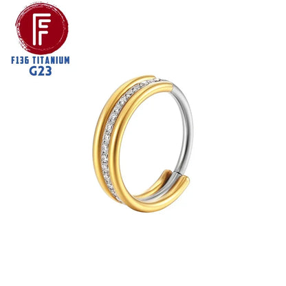 G23 Titanium Daith Cartilage Earrings 16G Helix Nose Septum Piercing Conch Hinged Clicker Body Jewelry Ear Ring Zircon Wholesale