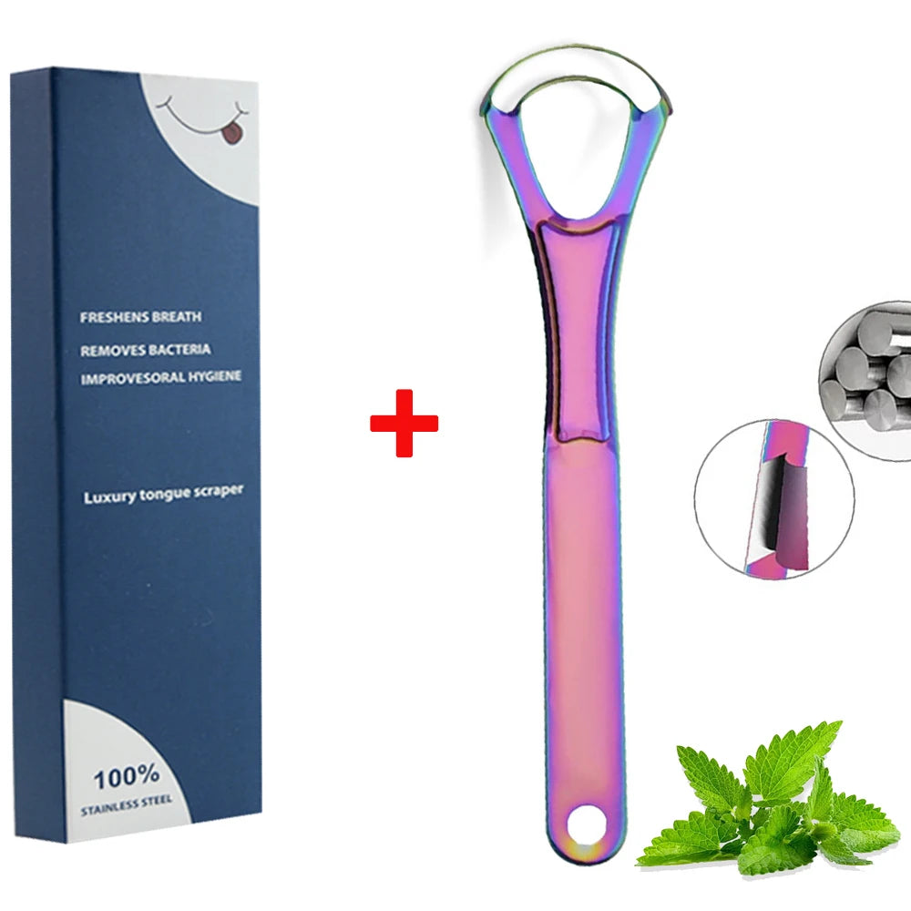Stainless steel tongue scraper - a professional tongue cleaning tool, tongue coating and tongue scraping tool set easy to clean