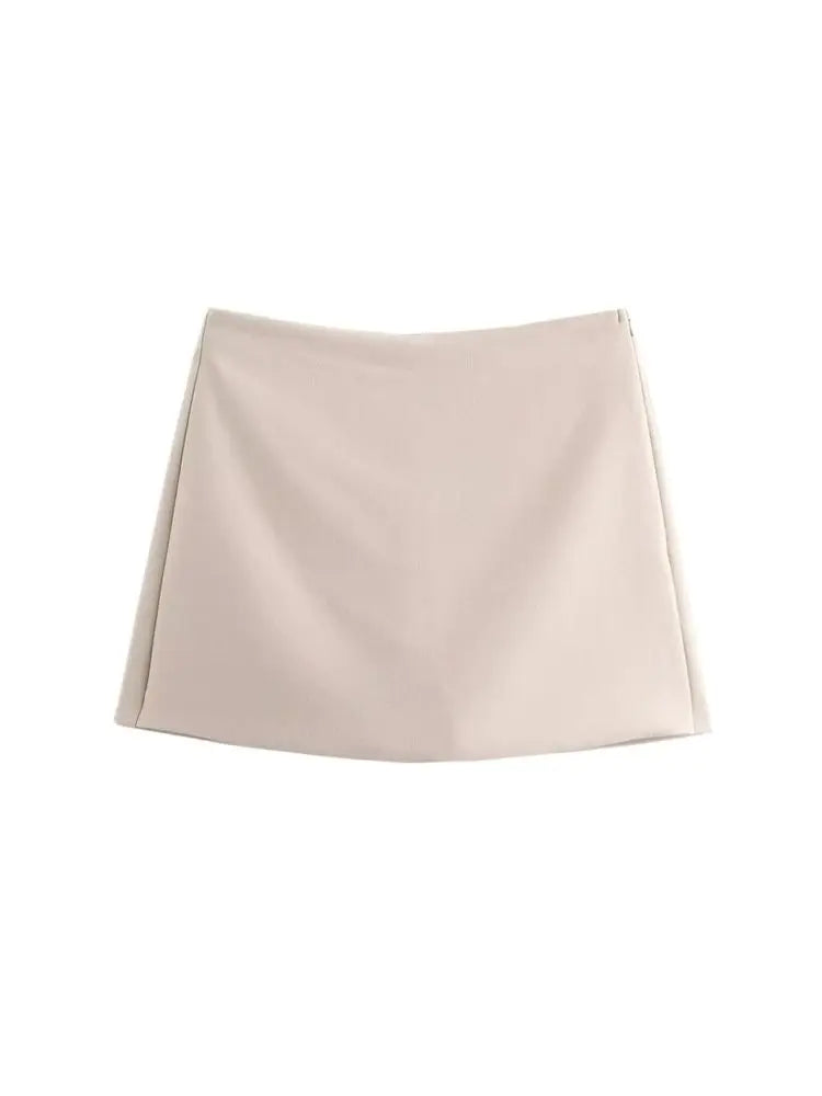 High Waist Solid Skort for Women Fashion Side Zipper Female Shorts Skirts Mujer