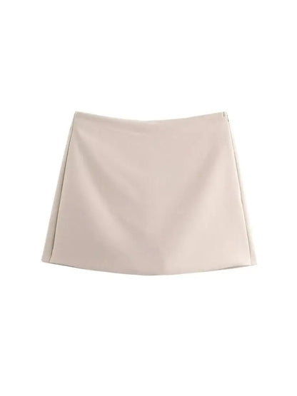 High Waist Solid Skort for Women Fashion Side Zipper Female Shorts Skirts Mujer