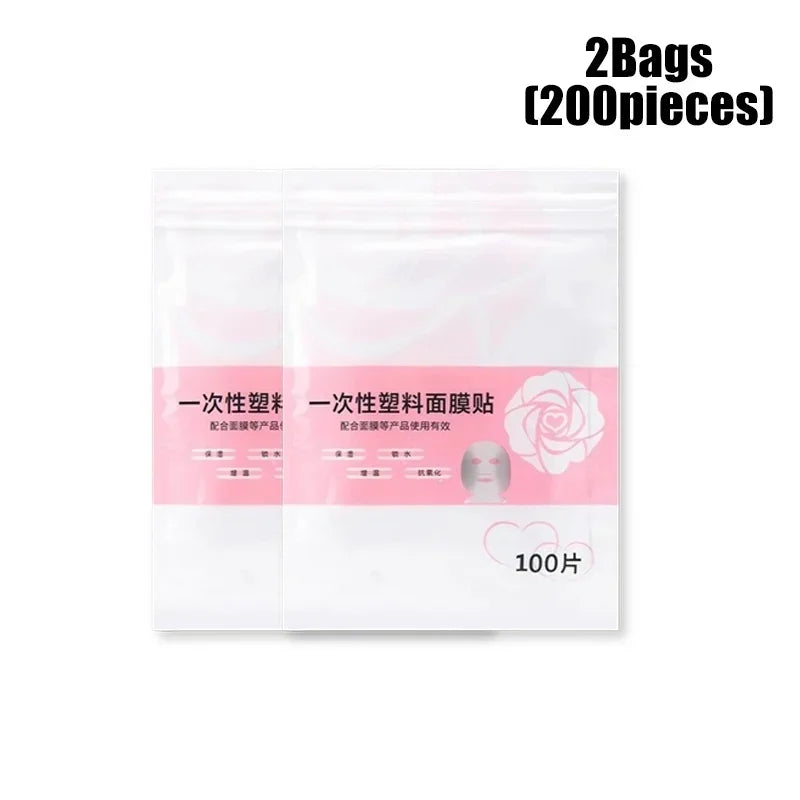 500/100pcs Disposable Plastic Film Full Face Cleaner Mask Neck Stickers Paper Transparent Masks Wrap Facial Beauty Makeup Tools