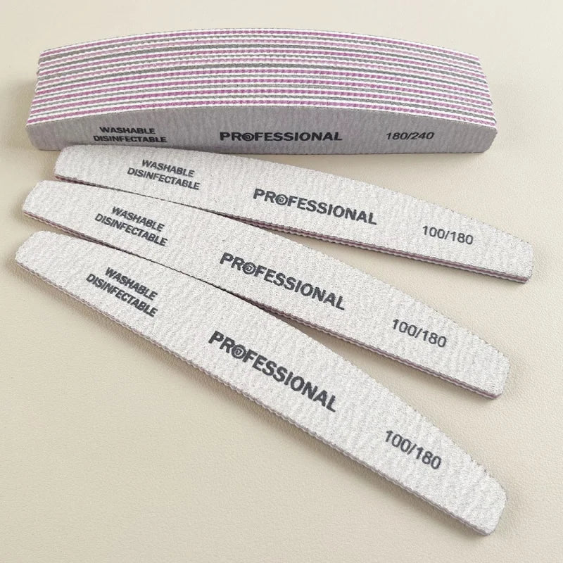 Wooden Nail Files Professional10pcs/Lot  100 180 240 Emery Board Manicure Buffer Grey Boat Double-sided Wooden Pedicure Buffers