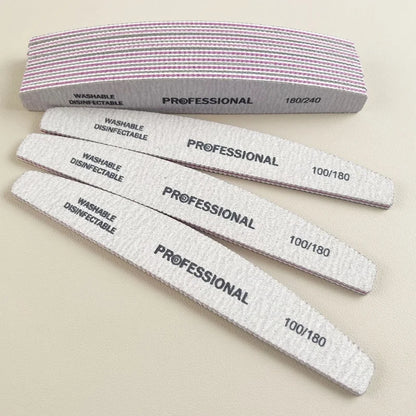 Wooden Nail Files Professional10pcs/Lot  100 180 240 Emery Board Manicure Buffer Grey Boat Double-sided Wooden Pedicure Buffers