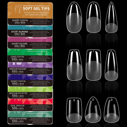 550Pcs Transparent Acrylic Fake Nails Full Half Cover Nail Tips Handmade Press On Nails 9 Styles Soft Gel Tips For Nail DIY