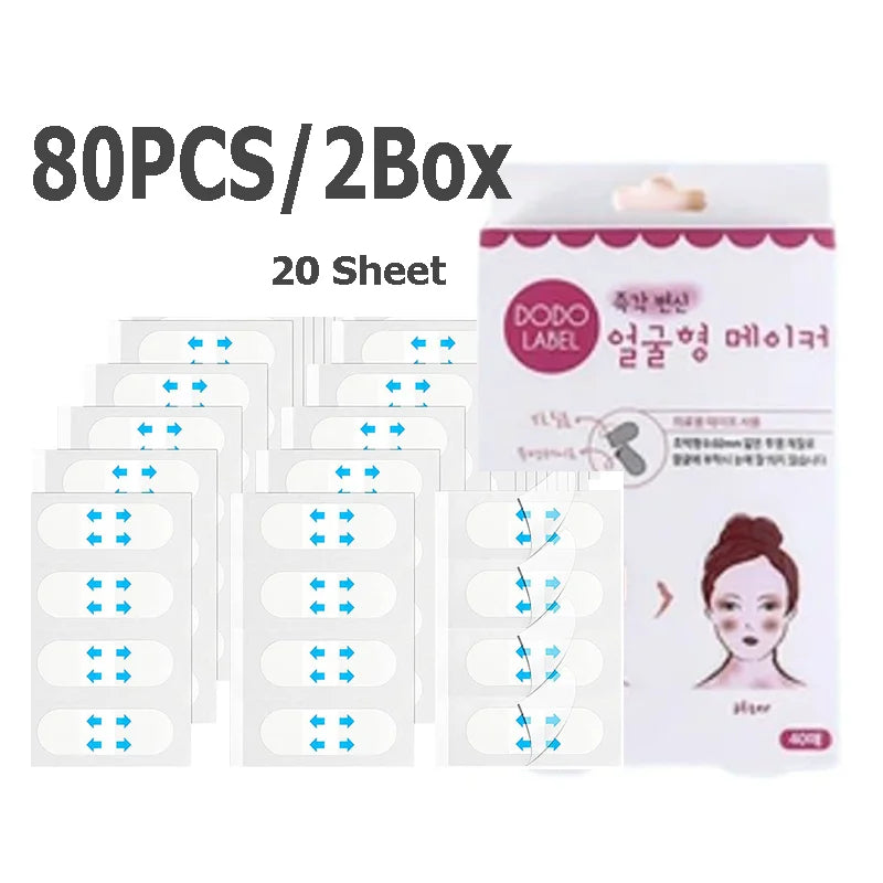 4/80Pcs/10Sheets V Lift Face Sticker Invisible Makeup Adhesive Lift Face Tape Slim Patch Breathable Sticker Lifting Tighten Chin