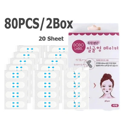4/80Pcs/10Sheets V Lift Face Sticker Invisible Makeup Adhesive Lift Face Tape Slim Patch Breathable Sticker Lifting Tighten Chin