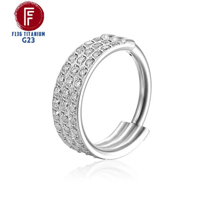 G23 Titanium Daith Cartilage Earrings 16G Helix Nose Septum Piercing Conch Hinged Clicker Body Jewelry Ear Ring Zircon Wholesale