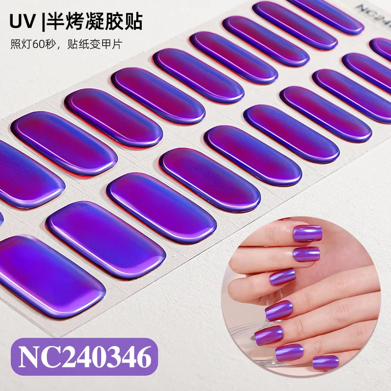 Semi-Cured Nail Wraps Autocollants Pour Ongles UV Adhesive Full Cover Stickers for Nails Lamp Need Press On Nails DIY Manicure