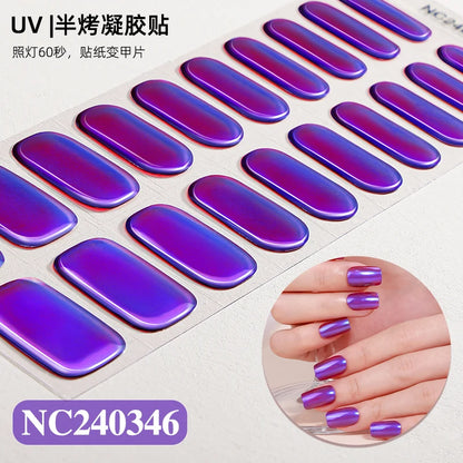Semi-Cured Nail Wraps Autocollants Pour Ongles UV Adhesive Full Cover Stickers for Nails Lamp Need Press On Nails DIY Manicure