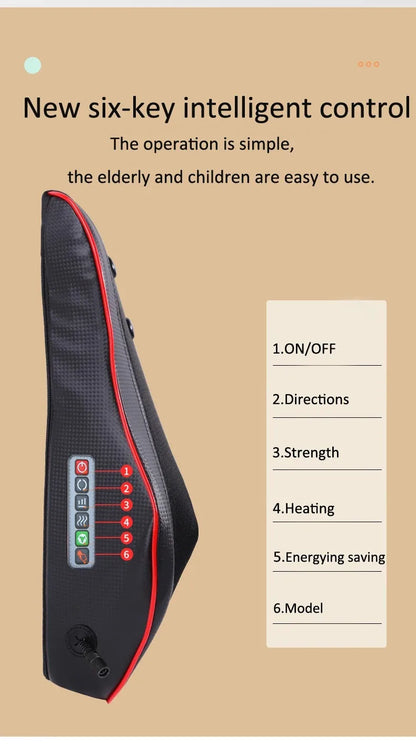 Multifunction Massage Pillow Neck Shoulder Back Electric Healthy Home Car Shiatsu Massager