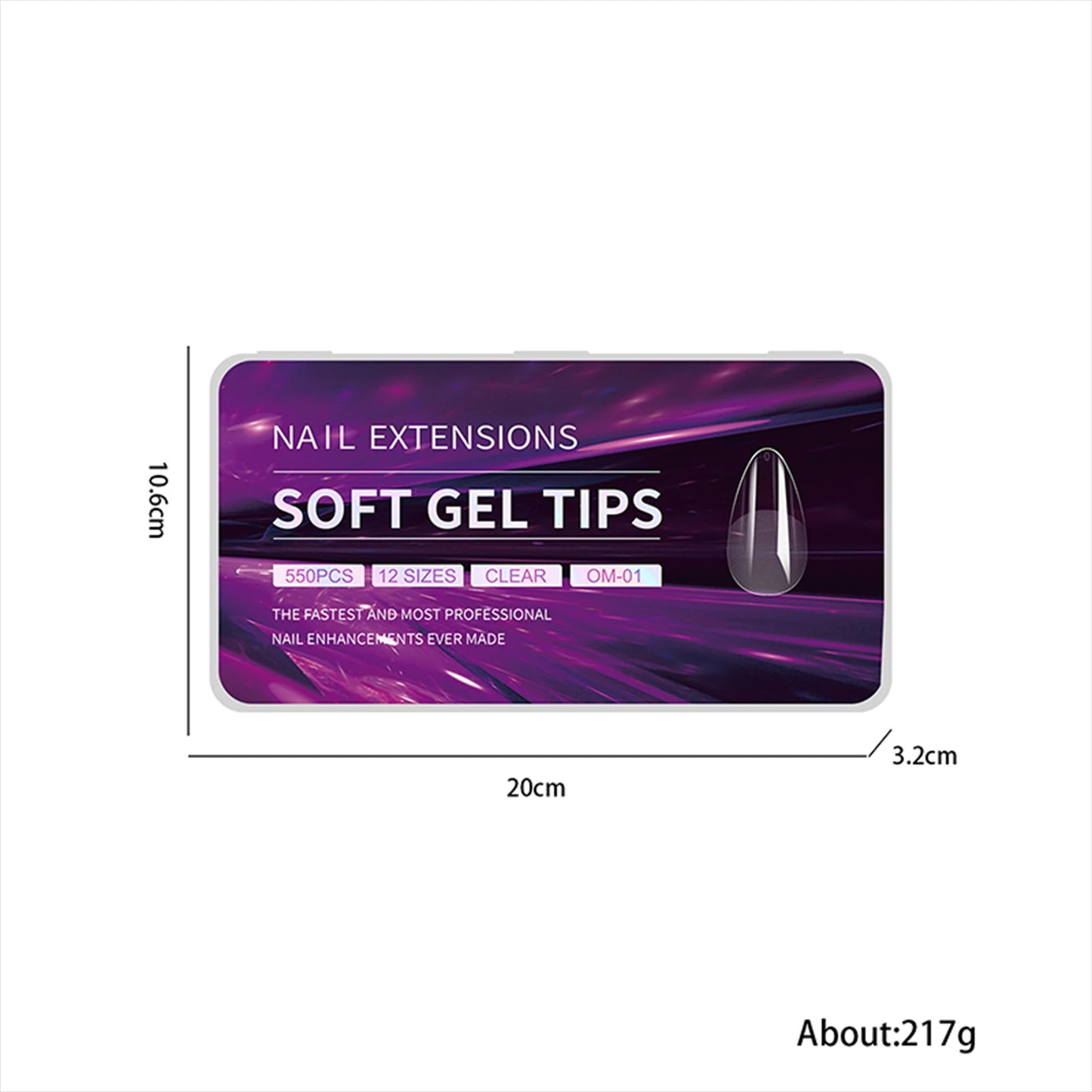 550pcs Soft Gel Nail Tips False Nails Tip Semi-matte Fingertip French Coffin Almond Capsules Full Cover Nails Extension Tools
