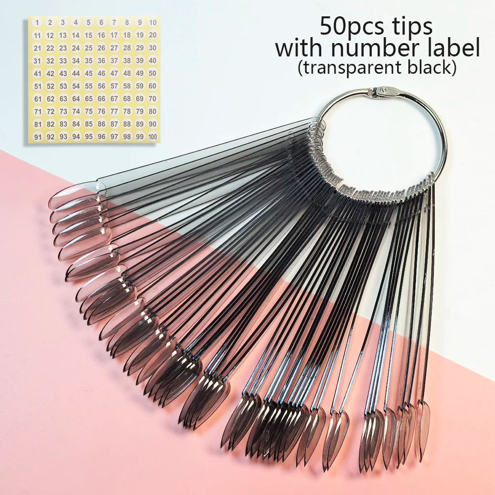 Nail Display Sticks Nail Swatch False Nail Tips Nail Gel Polish Practice Clear Natural Colors Display Board for Nail Art Tools
