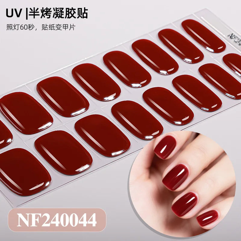 Semi-Cured Nail Wraps Autocollants Pour Ongles UV Adhesive Full Cover Stickers for Nails Lamp Need Press On Nails DIY Manicure