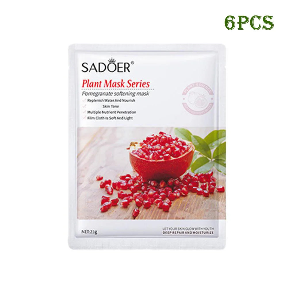 6pcs Natural Plant Face Mask Beauty Skincare Facial Masks Moisturizing Firming Hydrating Sheet Mask Skin Care Korean Cosmetics