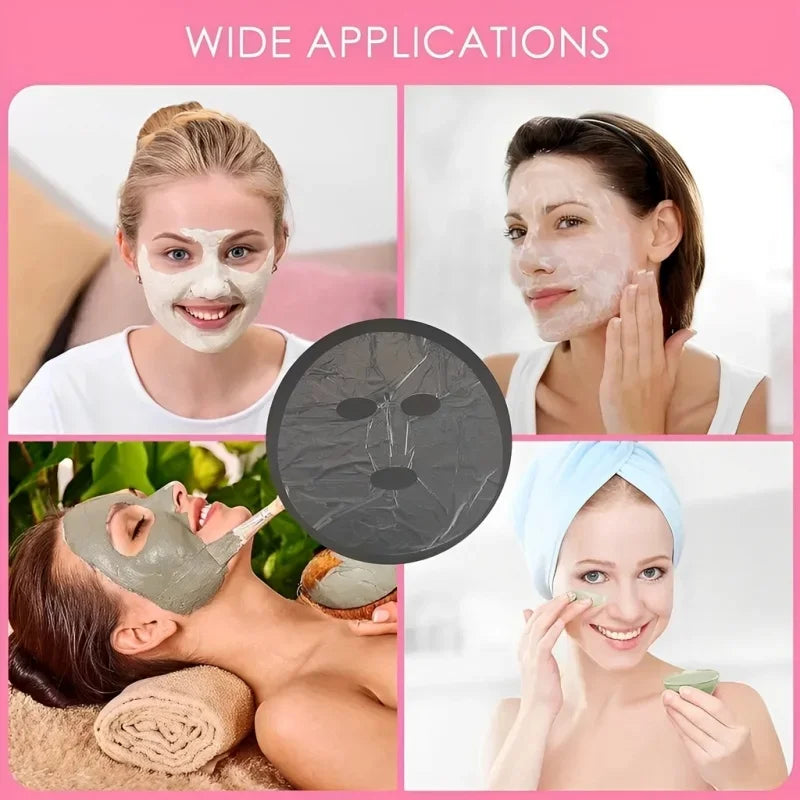 500/100pcs Disposable Plastic Film Full Face Cleaner Mask Neck Stickers Paper Transparent Masks Wrap Facial Beauty Makeup Tools
