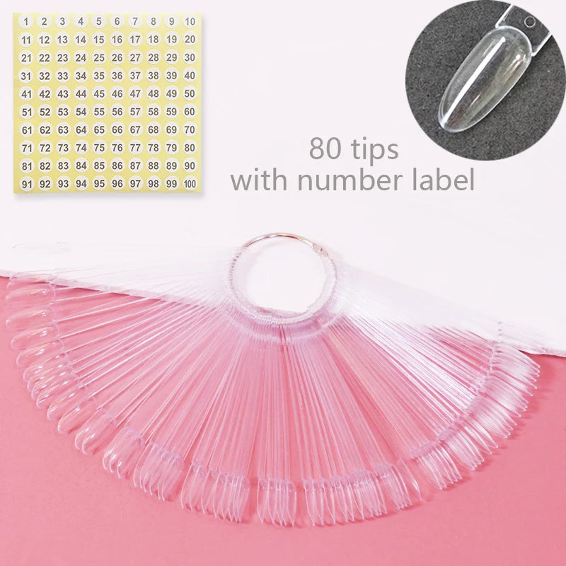 Nail Display Sticks Nail Swatch False Nail Tips Nail Gel Polish Practice Clear Natural Colors Display Board for Nail Art Tools