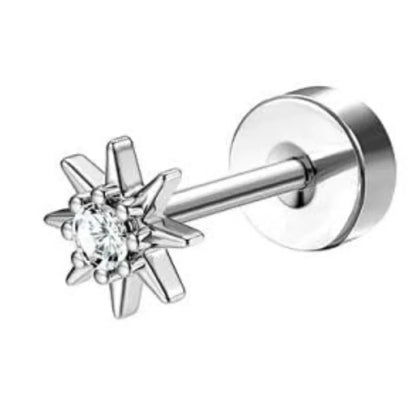 Bobisty 1pc Earrings for Sensitive Ears Surgical Stainless Steel Earrings for Women Dainty Flat Back Earring Stud Hoop Cartilage
