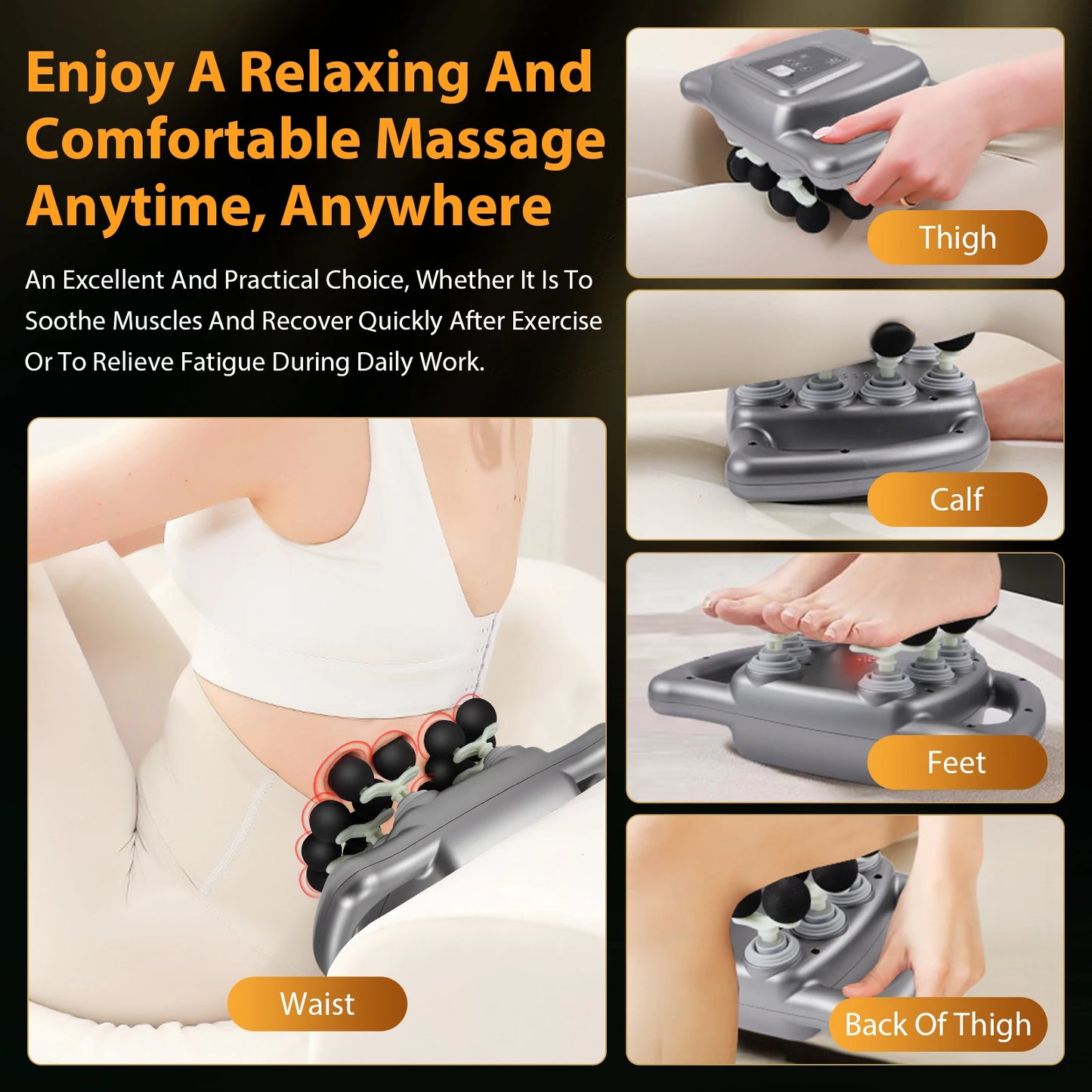16 Heads Fascia Gun High-Frequency Vibration Massager Relieve Fatigue Body Back Waist Massager Neck Leg Shoulder Masajeador