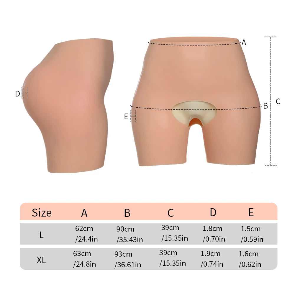 Silicone hip lift and belly-tightening shaping trunks, with thickened butcks and hips, hip lifting filling pad