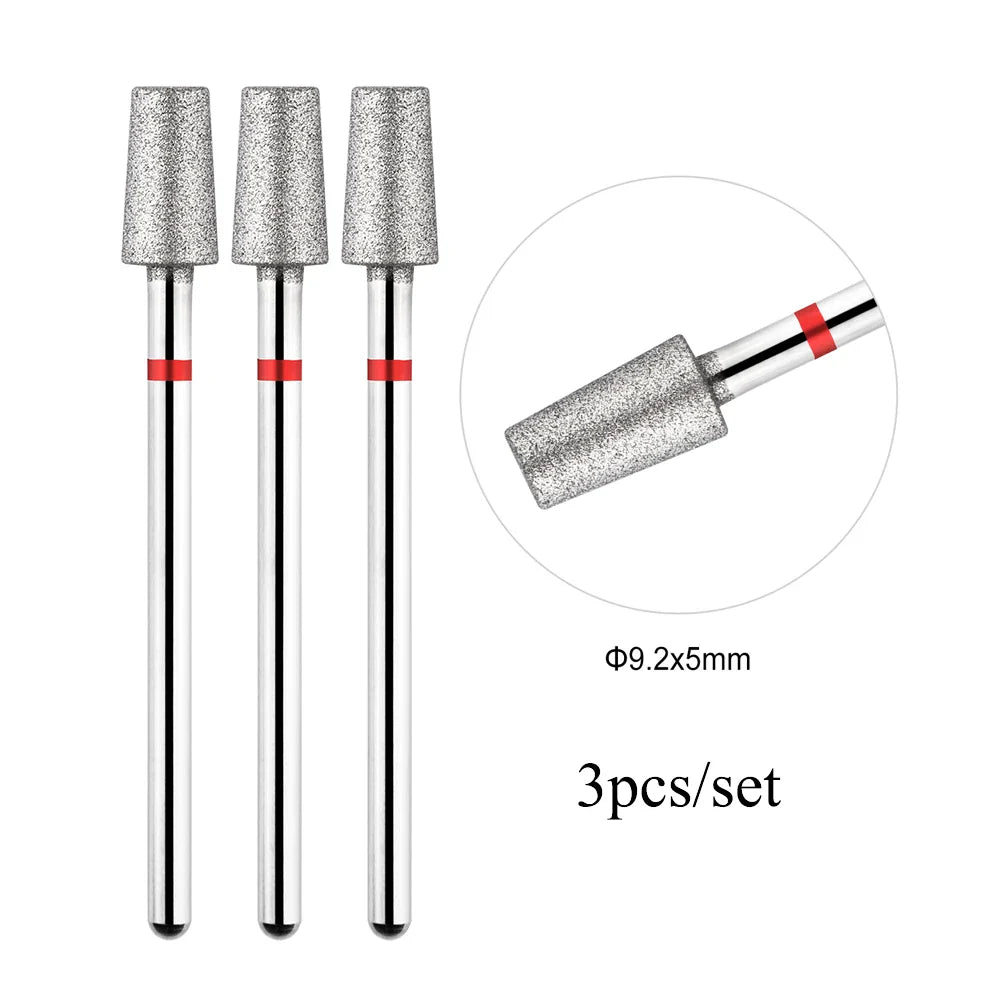 TP 3pcs/set Flame Diamond Nail Drill Bits 3/32'' Russian Electric File Bits Milling Cutter for Manicure Cuticle Remove Nail Tool