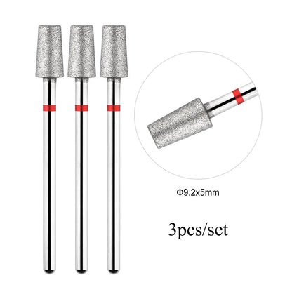 TP 3pcs/set Flame Diamond Nail Drill Bits 3/32'' Russian Electric File Bits Milling Cutter for Manicure Cuticle Remove Nail Tool