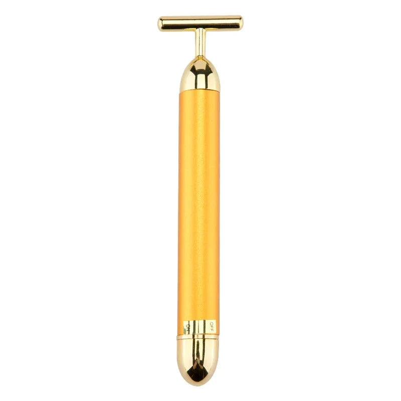 24K Gold T Beauty Roller Energy Roller Electric Face-lifting Facial Massage Beauty Tools Waterproof Vibrating Face Care Stick