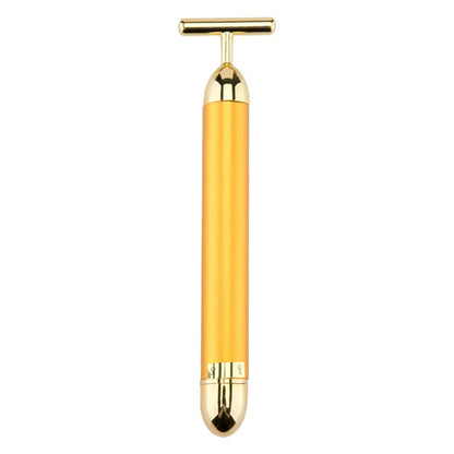 24K Gold T Beauty Roller Energy Roller Electric Face-lifting Facial Massage Beauty Tools Waterproof Vibrating Face Care Stick