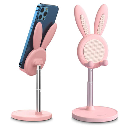Cute Rabbit Phone Holder Stand Desktop Angle Height Adjustable Bunny Phone Stand for Selfie Watch Drama Support Bracket Table