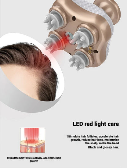 Electric Scalp Massager with 4 Alternative Tissue Kneading Nodes Idea Pressure Release Head Massager for Muscles Shoulder Calf